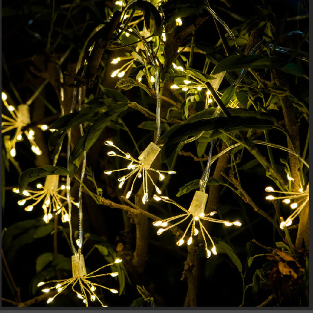 String Lights Starburst Copper Wire LED Cluster Garland