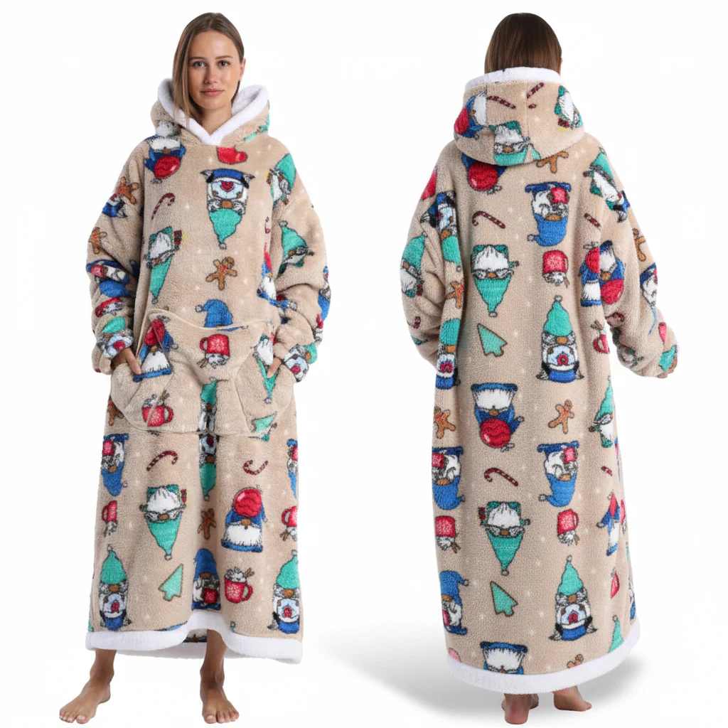 Blanket Hoodie Sherpa Halloween Print Oversized Wearable Throw