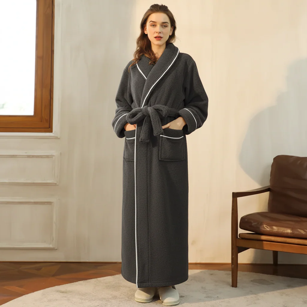 Bathrobe Winter Warm Long Sleeve Lounge Robe