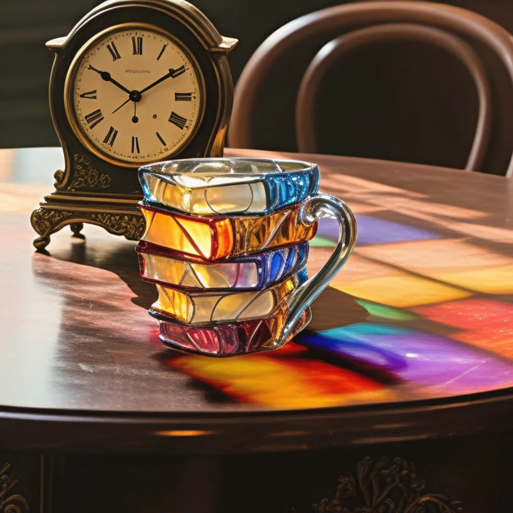 Coffee Mug Glass Book Design 3D Style Literary Gift Cup