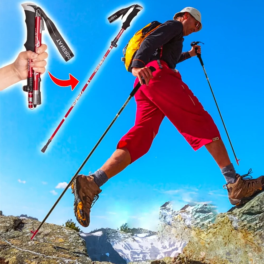Trekking Poles Foldable Telescopic Hiking Support Stick