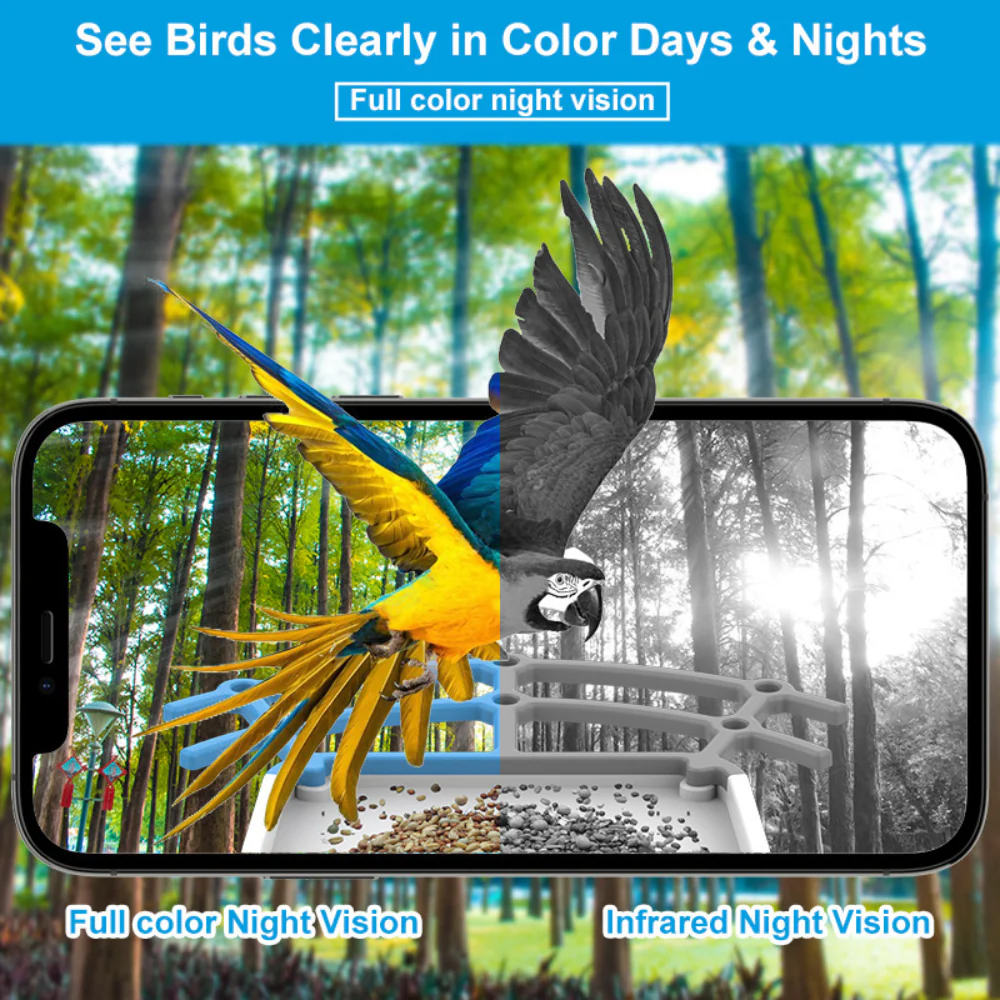 Bird Feeder Camera Outdoor Solar Roof Smart Video Device