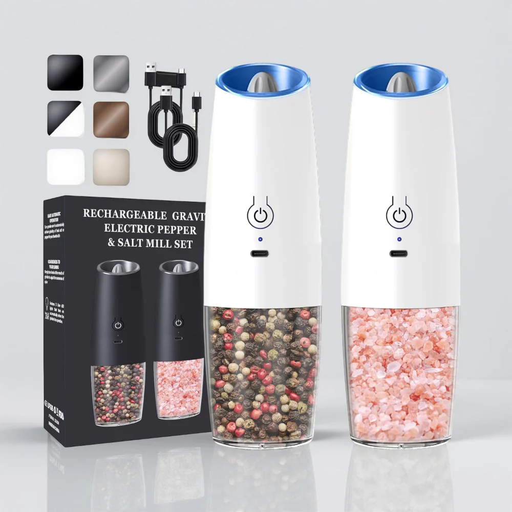 Salt Pepper Grinder Electric Gravity Adjustable Set