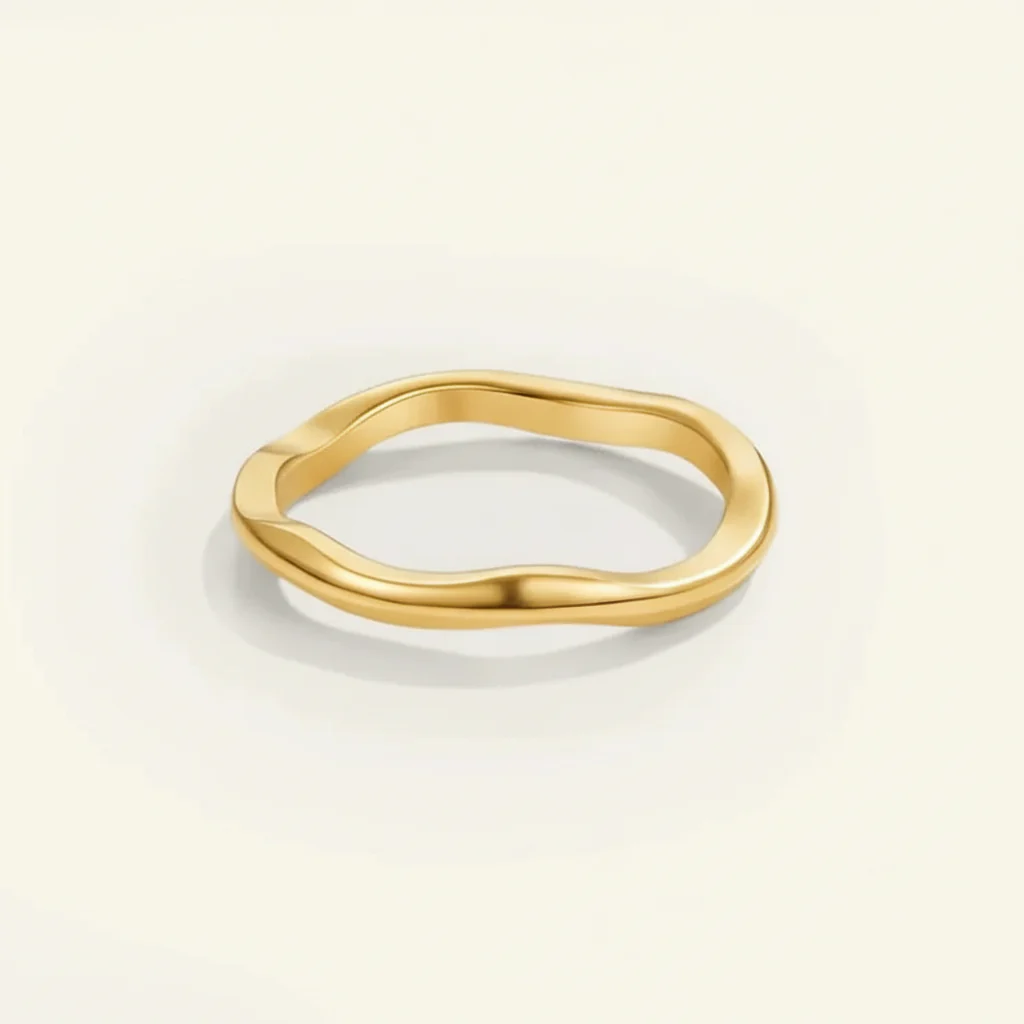 Gold Stacking Ring Minimalist Stainless Steel Band Everyday Wear