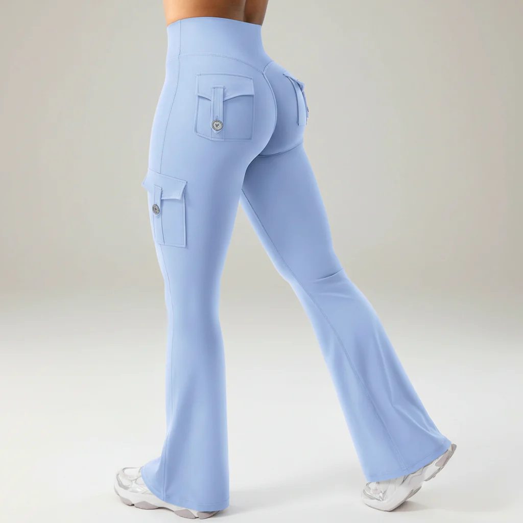 Cargo Pants High Waist Flare Pocket Wide Leg Womens Trousers