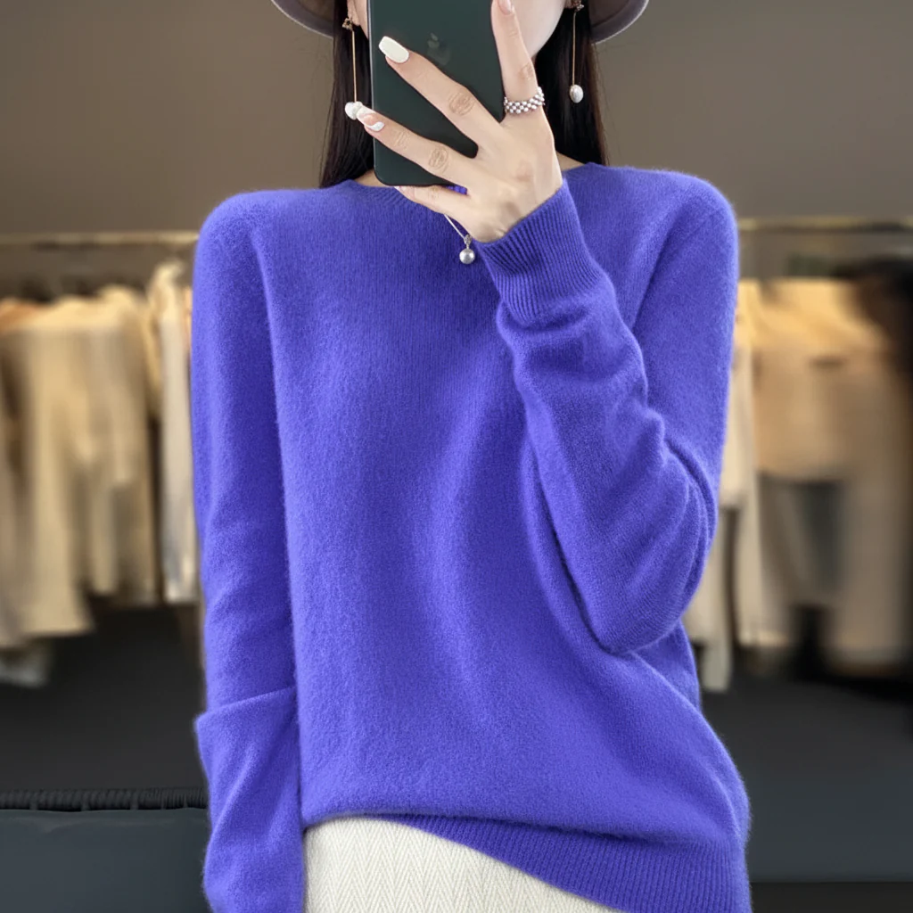 Womens Sweater Cashmere Crewneck Warm Pullover
