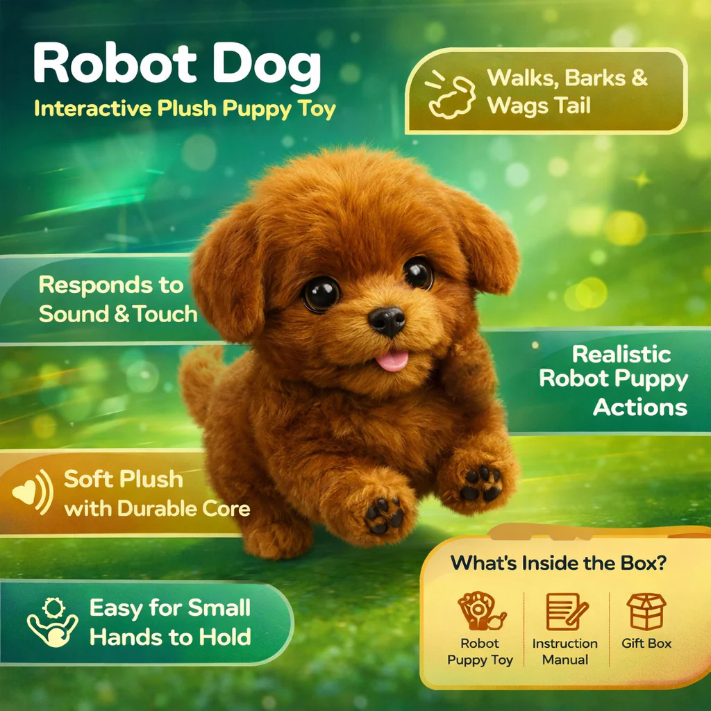 Robot Dog Interactive Plush Puppy Toy Walking Barking Tail Wagging