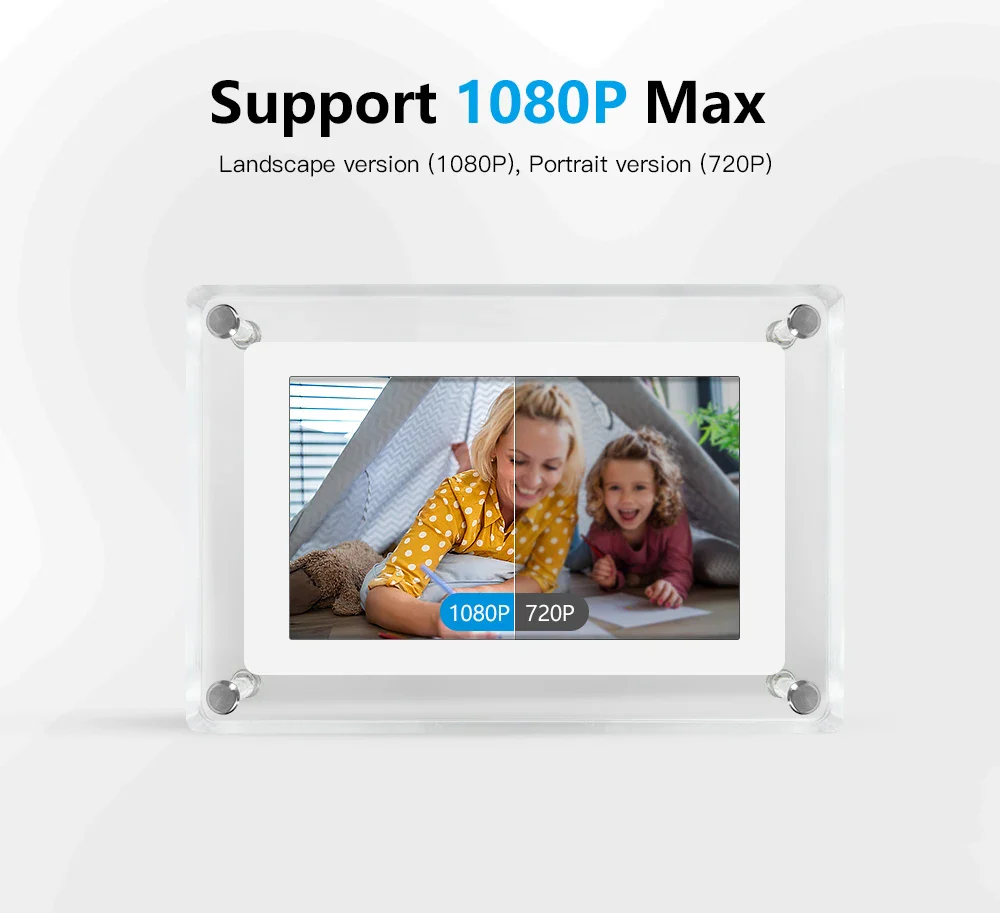 ClearFrame | Acrylic Digital Photo Frame | Portable IPS Display with Built-in Battery