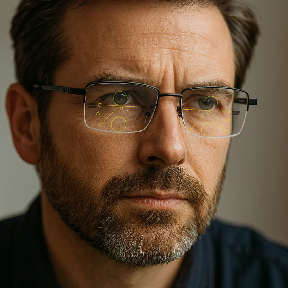 Reading Glasses Progressive Photochromic Titanium Frame Eyewear