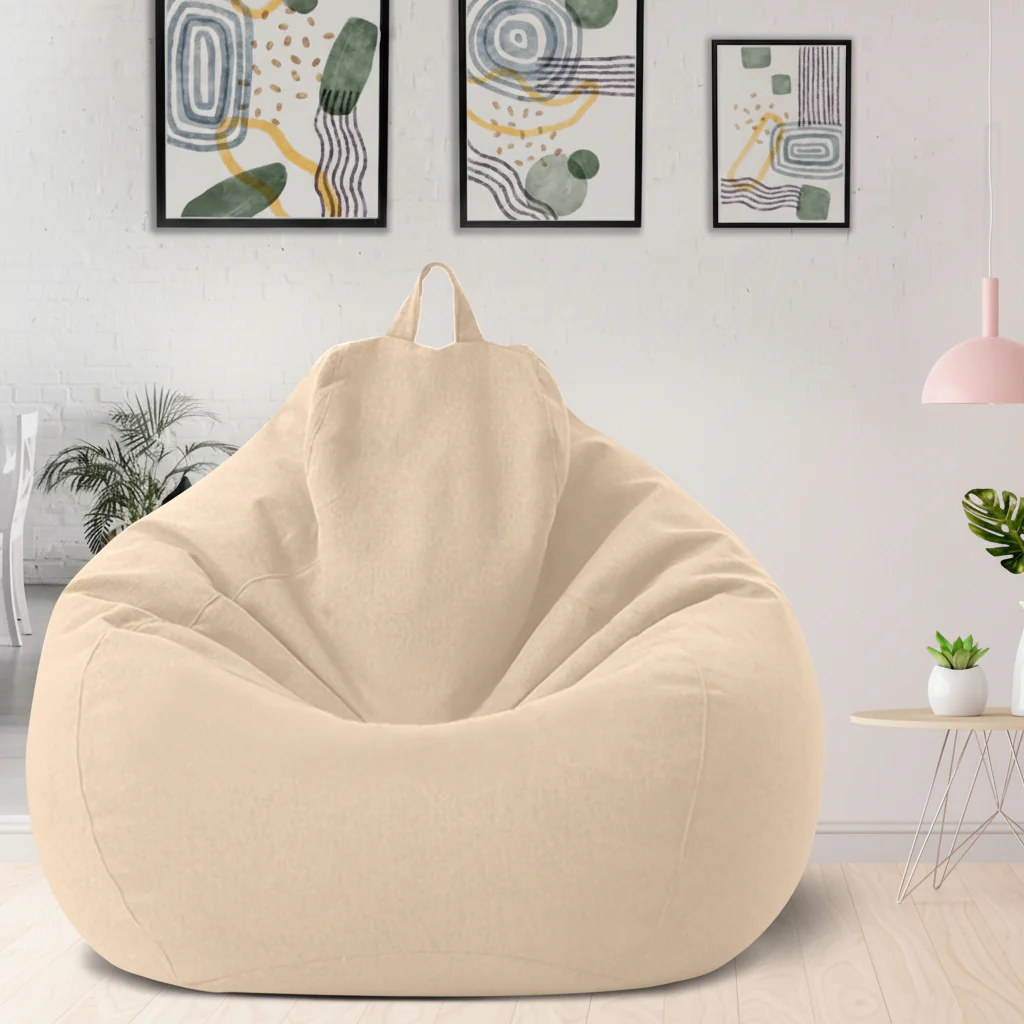 Bean Bag Chair Linen Ergonomic Lounger Home Relaxation