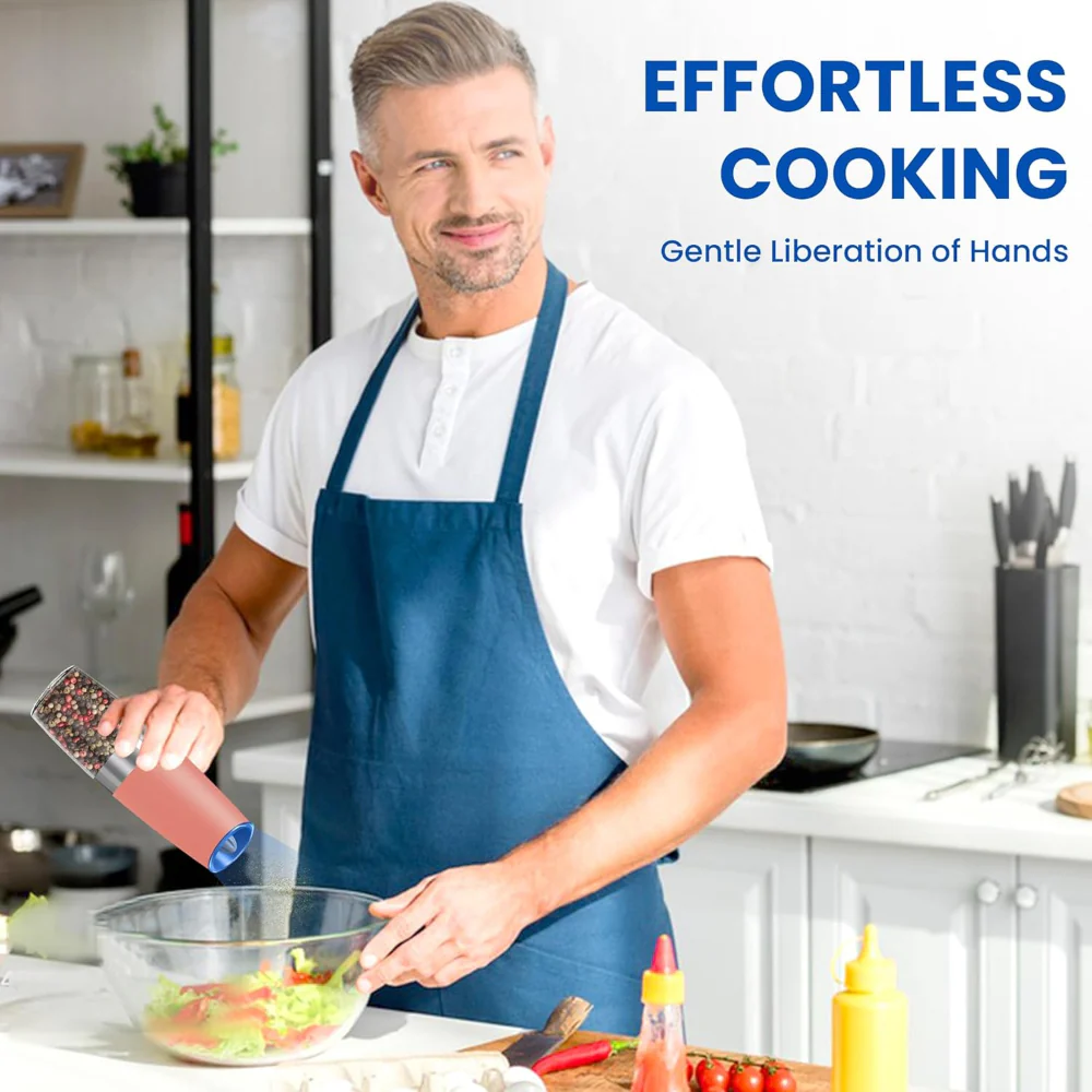 Salt Pepper Grinder Electric Gravity Adjustable Set