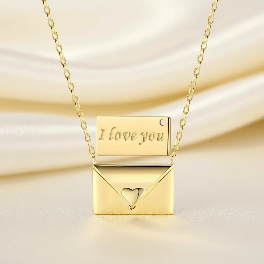 Necklace Pendant Envelope Love Letter Copper Gift Jewelry