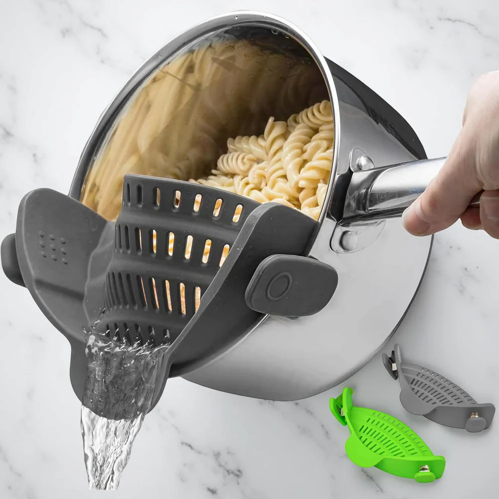 Kitchen Strainer Clip Style Pot Pasta Colander Silicone