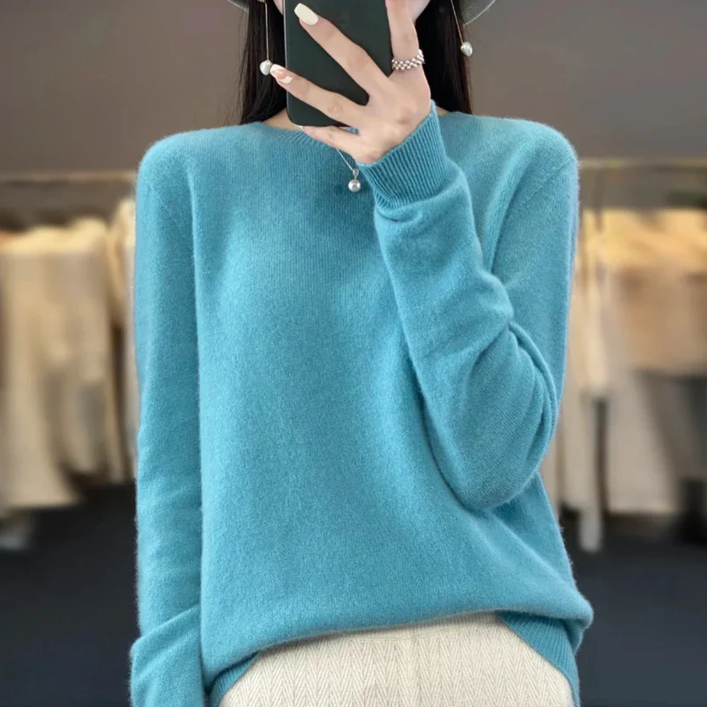 Womens Sweater Cashmere Crewneck Warm Pullover