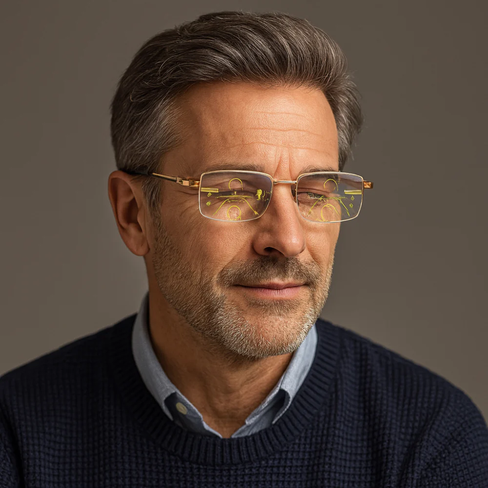 Reading Glasses Progressive Photochromic Titanium Frame Eyewear