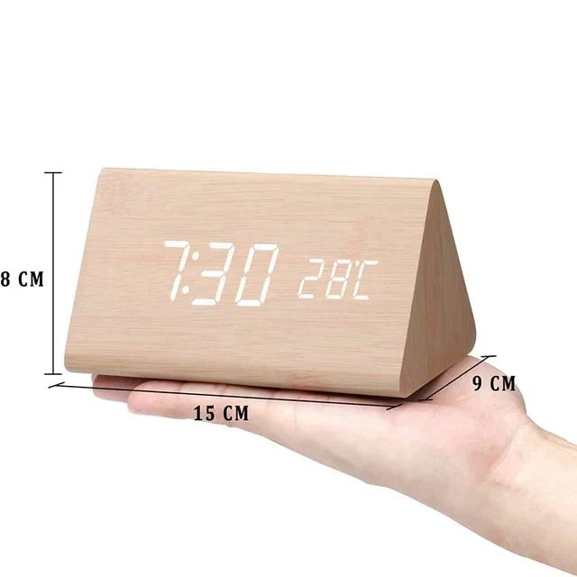 LED Smart Alarm Clock | Modern Voice-Controlled Wooden Design