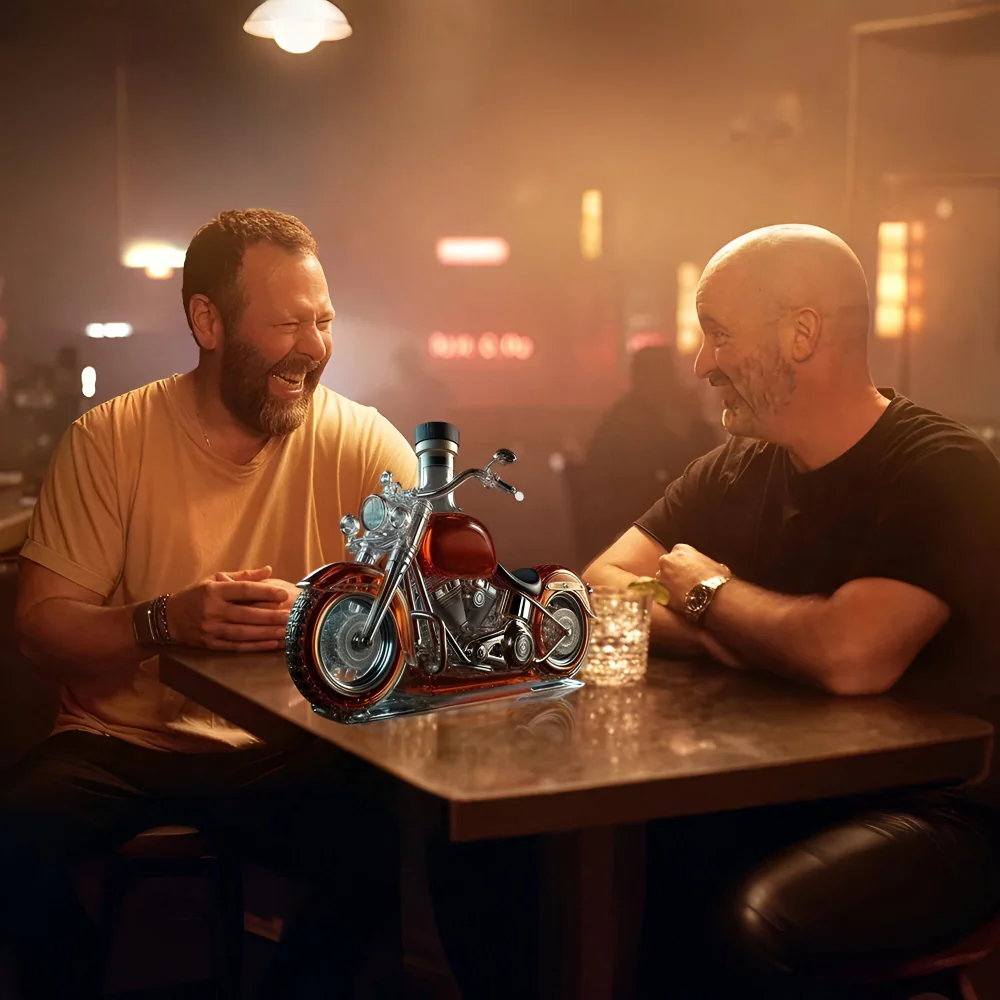 Whiskey Decanter Motorcycle Glass Bottle Bar Display