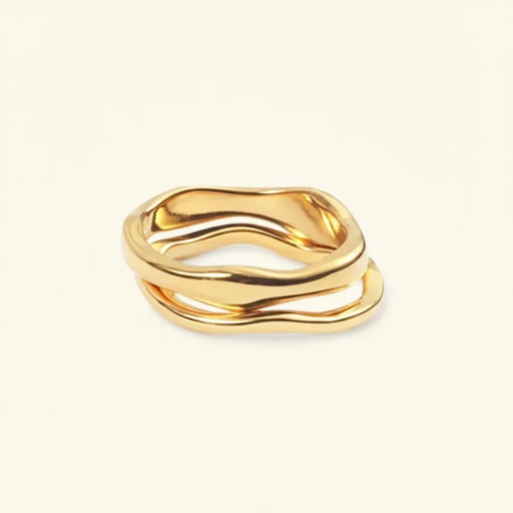 Gold Stacking Ring Minimalist Stainless Steel Band Everyday Wear