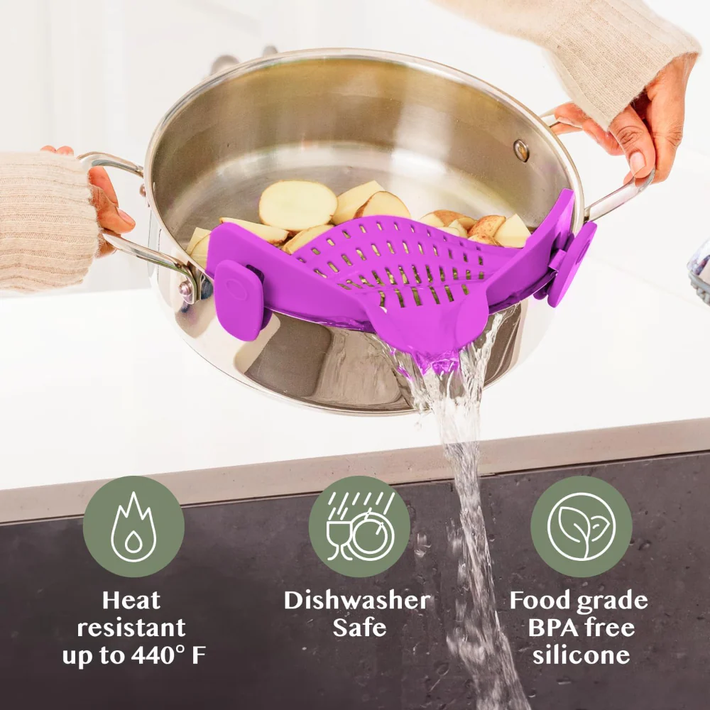 Kitchen Strainer Clip Style Pot Pasta Colander Silicone