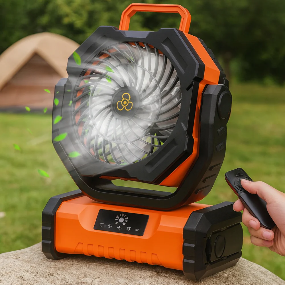 Portable Fan Rechargeable Oscillating Remote Control Camping