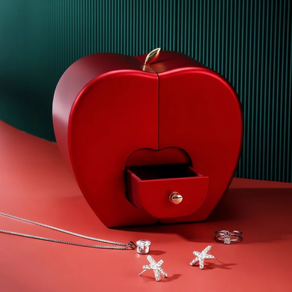 Jewelry Box Rose Apple Shaped Gift Case Soap Flower