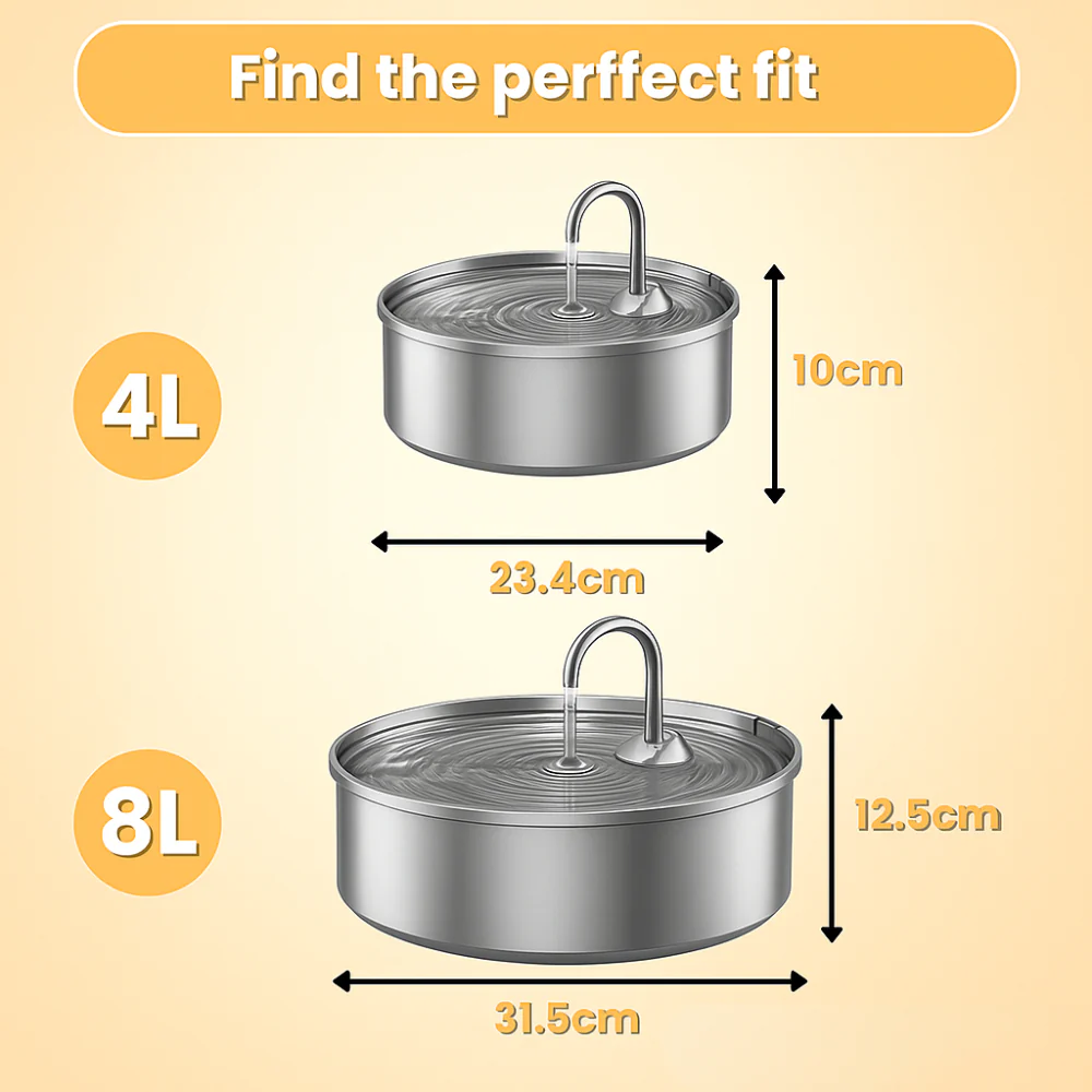 Pet Water Fountain Stainless Steel Automatic Drinking Bowl