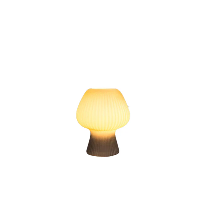 Vintage Bedside Table Lamp | Ribbed Glass Mushroom Lamp