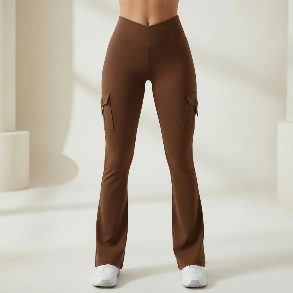 Cargo Pants High Waist Flare Pocket Wide Leg Womens Trousers