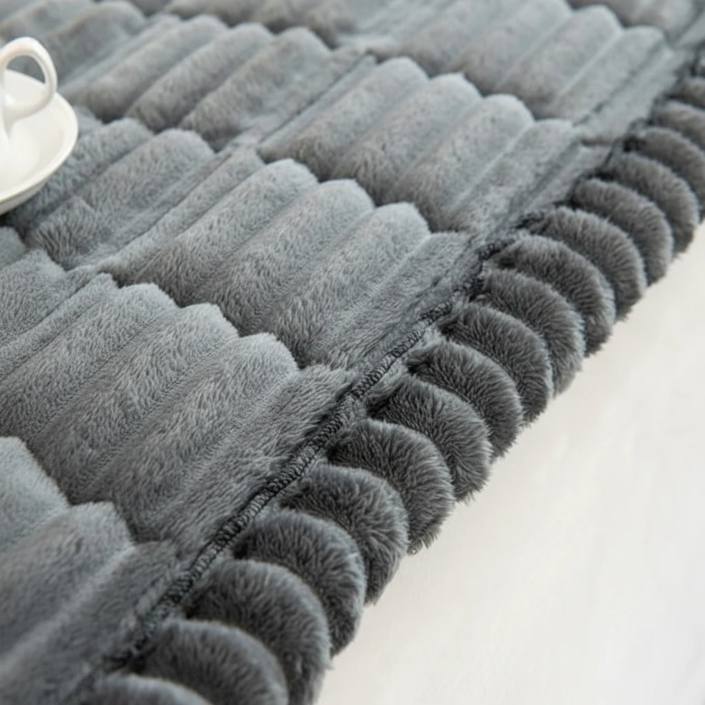 Plush Couch Cover Pleated Edges Sofa Protection Comfort