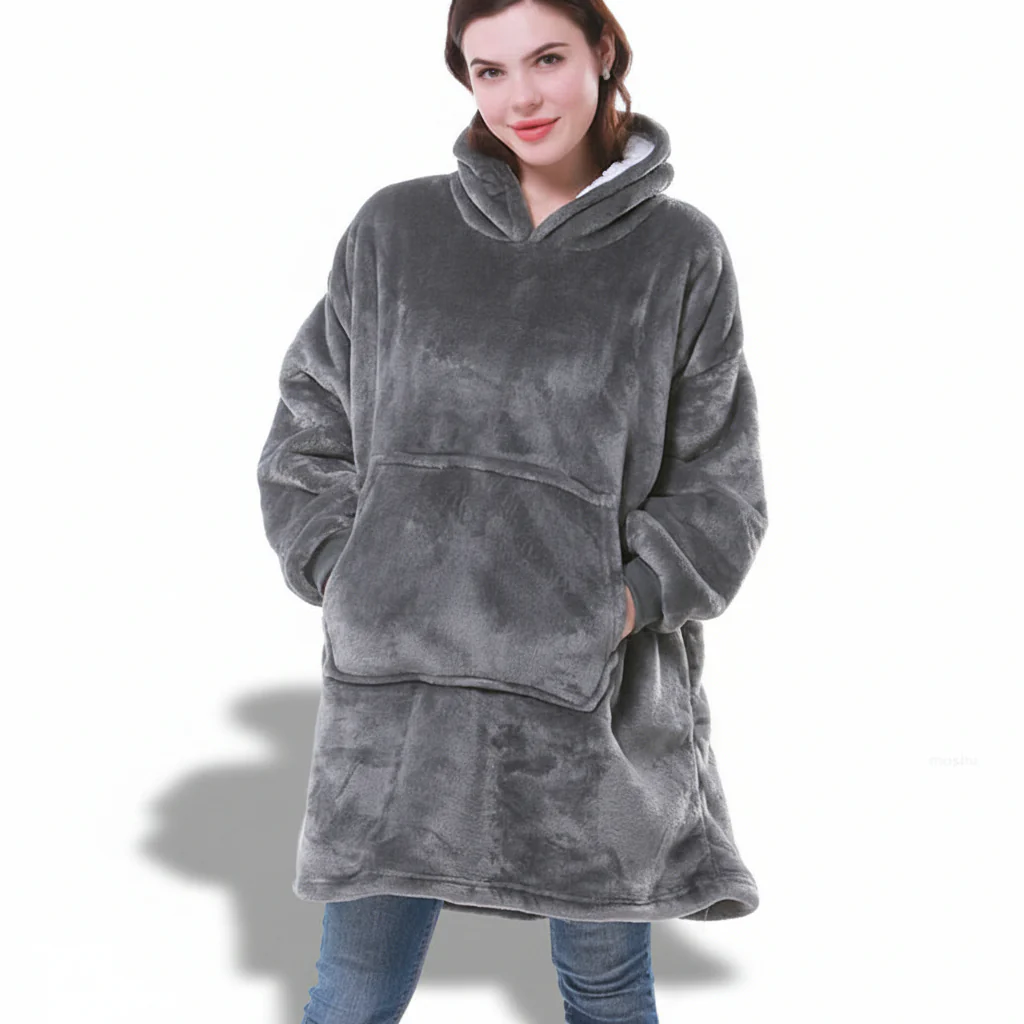 Wearable  Cozy Blanket Hooded Thick Warm Blanket