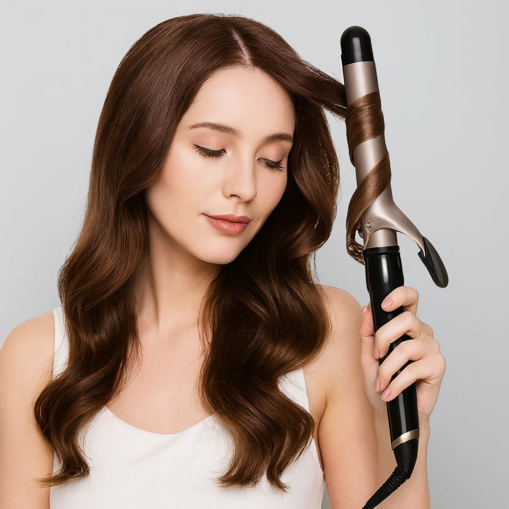 Curling Iron Ceramic Hair Curler Safety Clamp Styling Tool