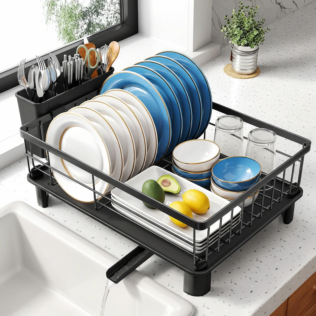 Dish Drying Rack Stainless Steel Compact Countertop Drainboard