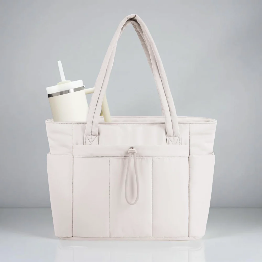 Womens Tote Bag Quilted Puffer Laptop Sleeve Travel Organizer