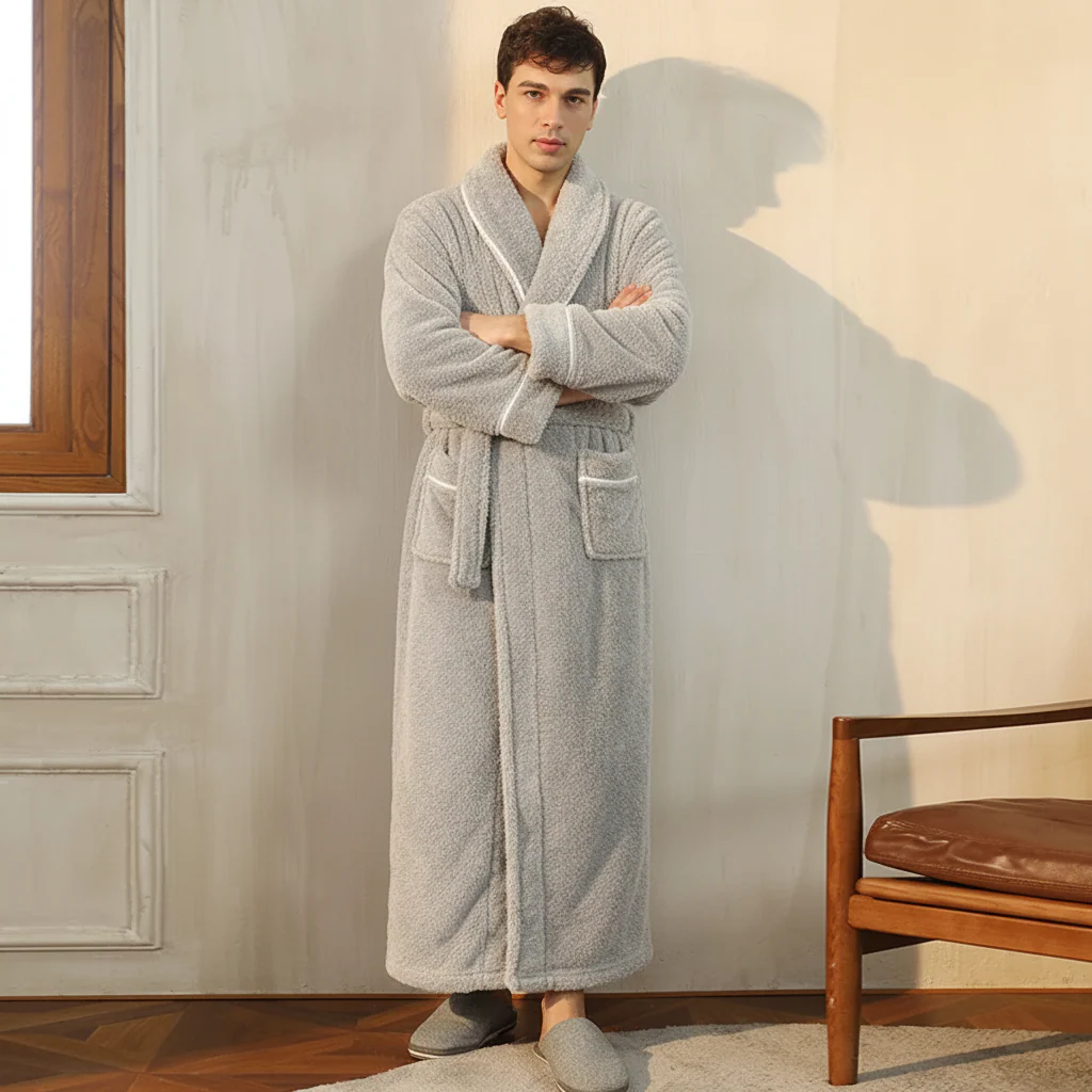 Bathrobe Winter Warm Long Sleeve Lounge Robe