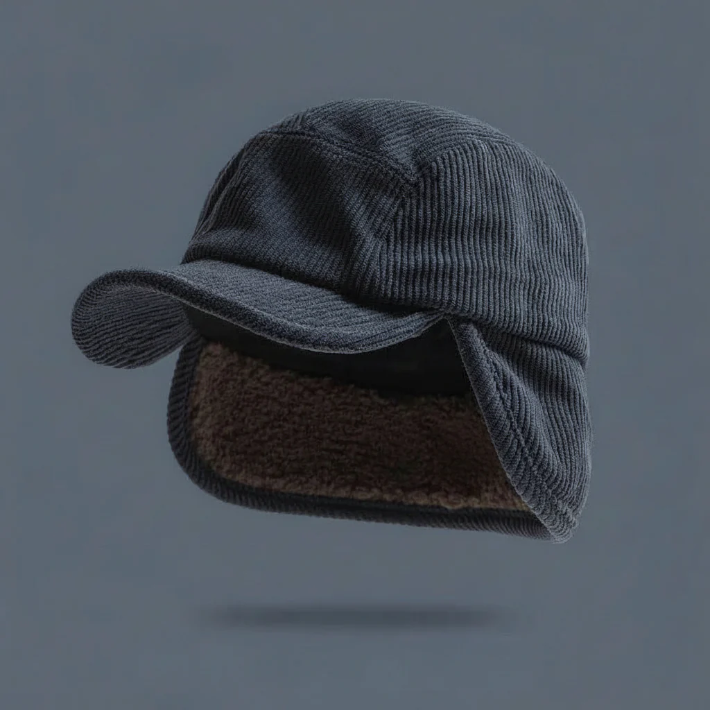 Winter Ear Flap Cap Ribbed Knit Polar Fleece Unisex