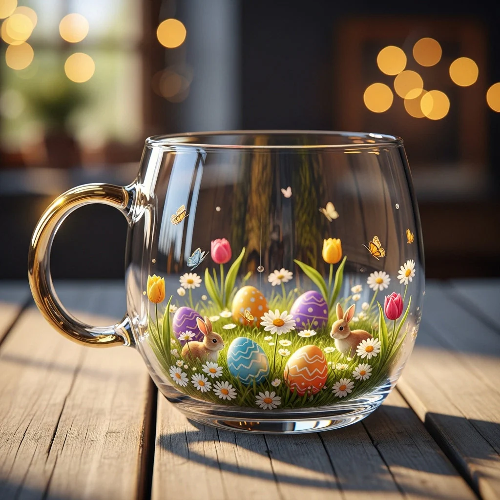 Christmas Glass Mug Winter Motifs Festive Hot Beverage Cup