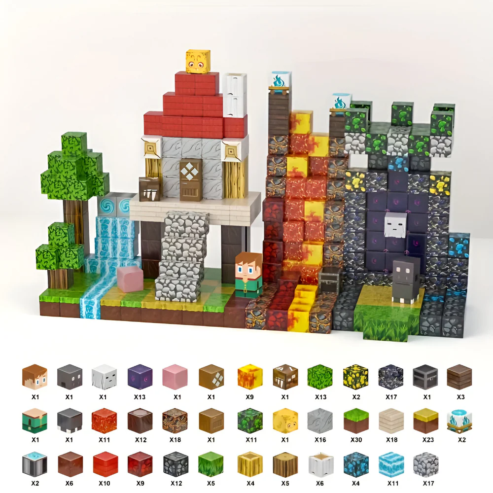 Magnetic Blocks Creative Building Cube Set Kids Play