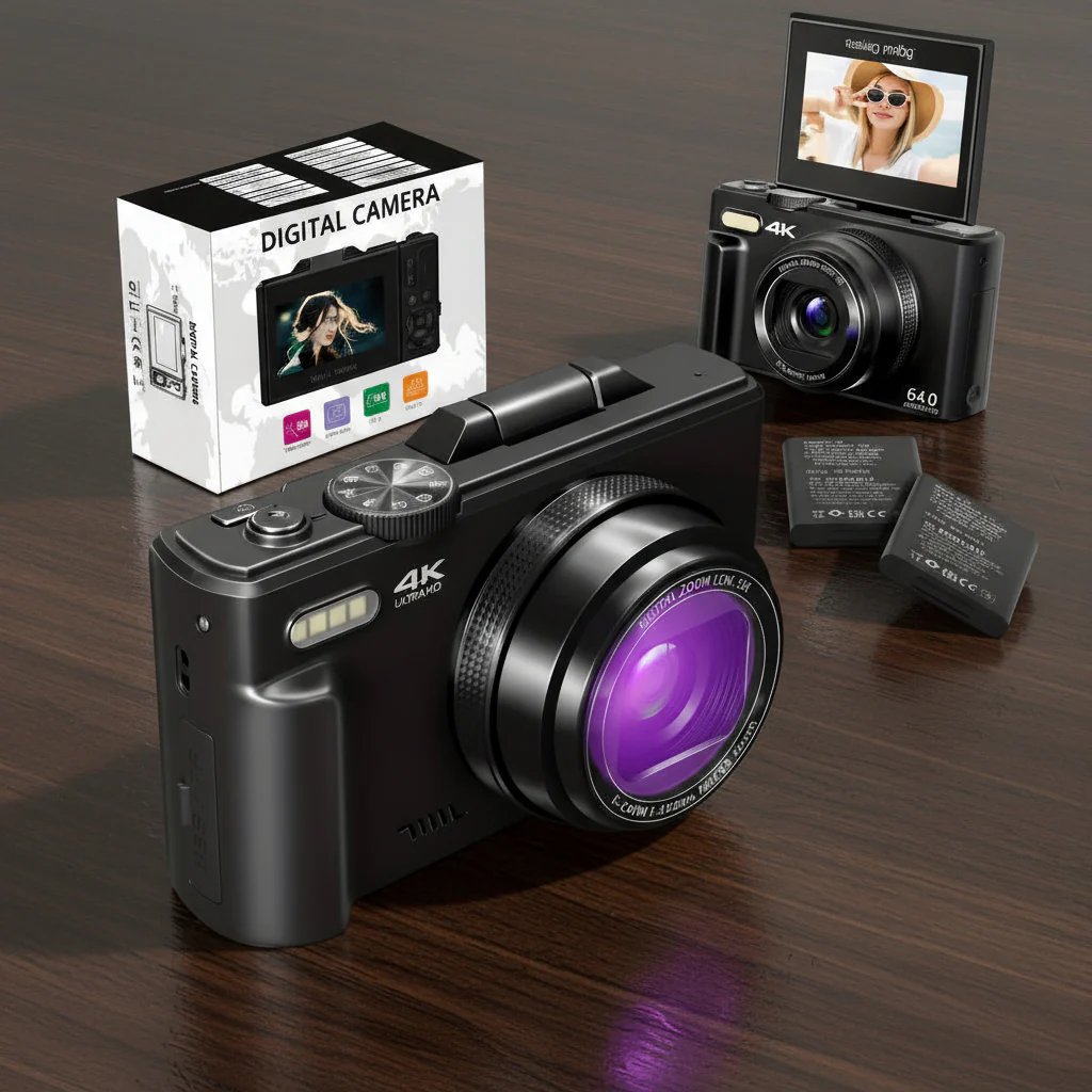 Digital Camera 4K Compact WiFi Vlogging Camera Flip Screen