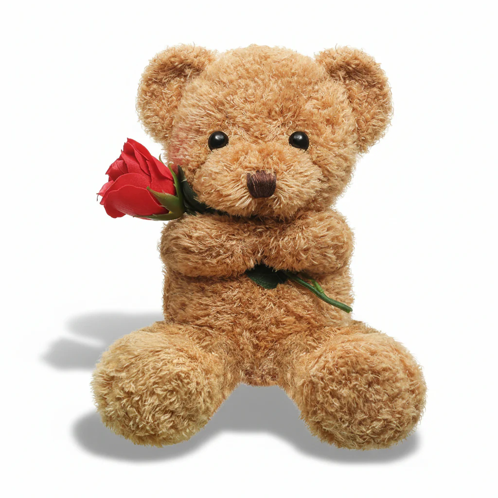 Plush Toy Valentine Bear Soft Rose Holding Stuffed Animal Gift