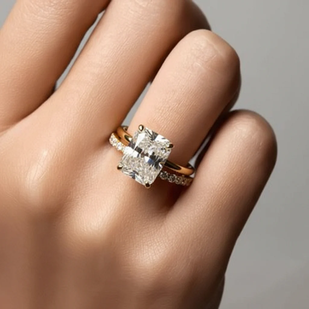 Stacking Ring Geometric Pavé Sterling Silver Adjustable Band