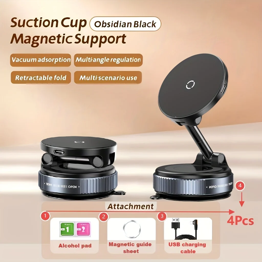 Car Charger Phone Mount Magnetic Aluminum Dashboard Holder