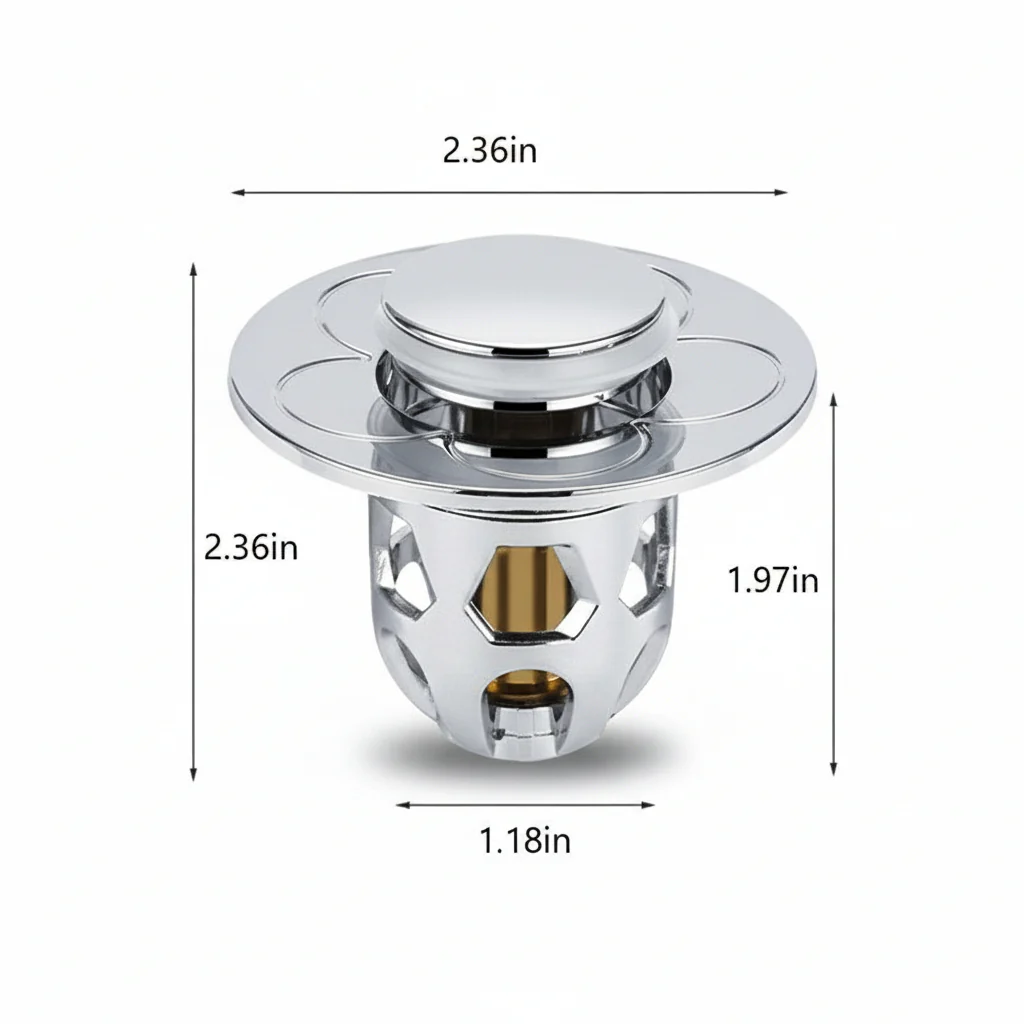 Sink Drain Stopper Pop Up Stainless Steel Anti Clog Bathroom Plug