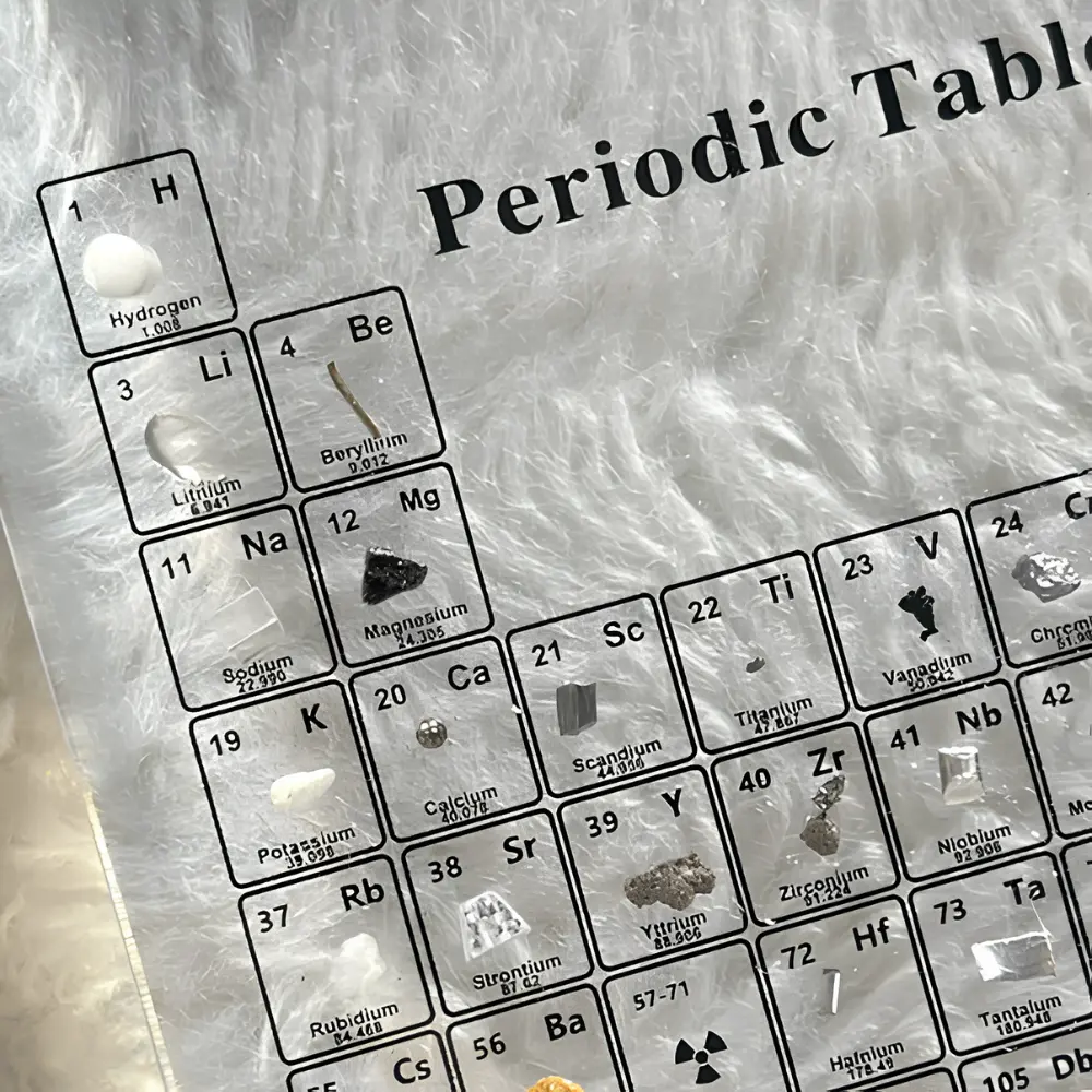 Periodic Table Acrylic Display Real Elements LED Light