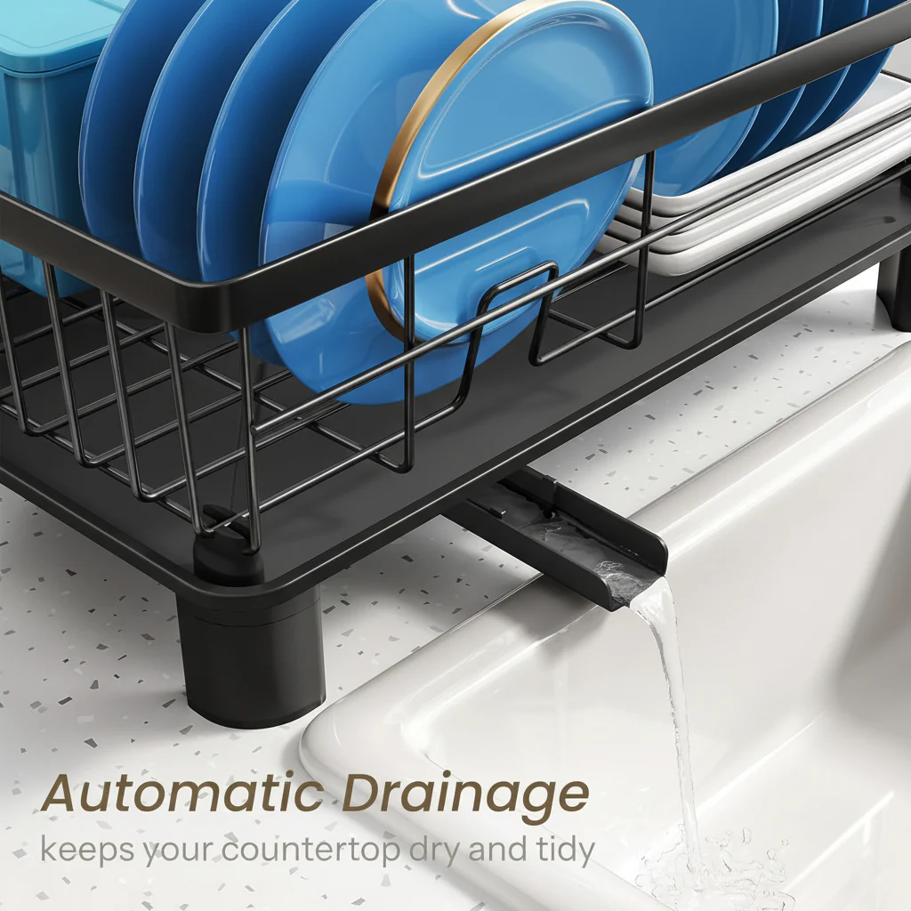 Dish Drying Rack Stainless Steel Compact Countertop Drainboard