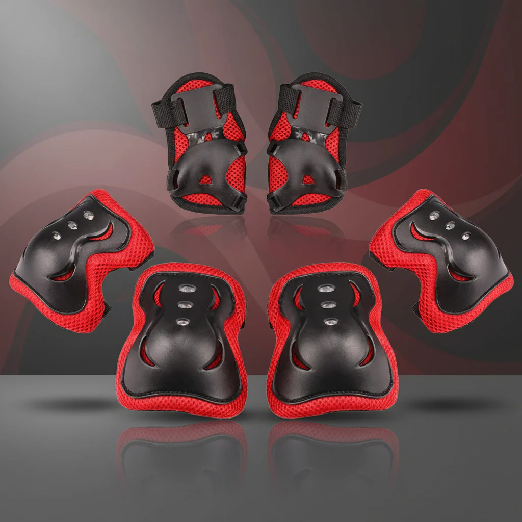 Kids Protective Gear Set Adjustable Knee Elbow Wrist Pads for Sports