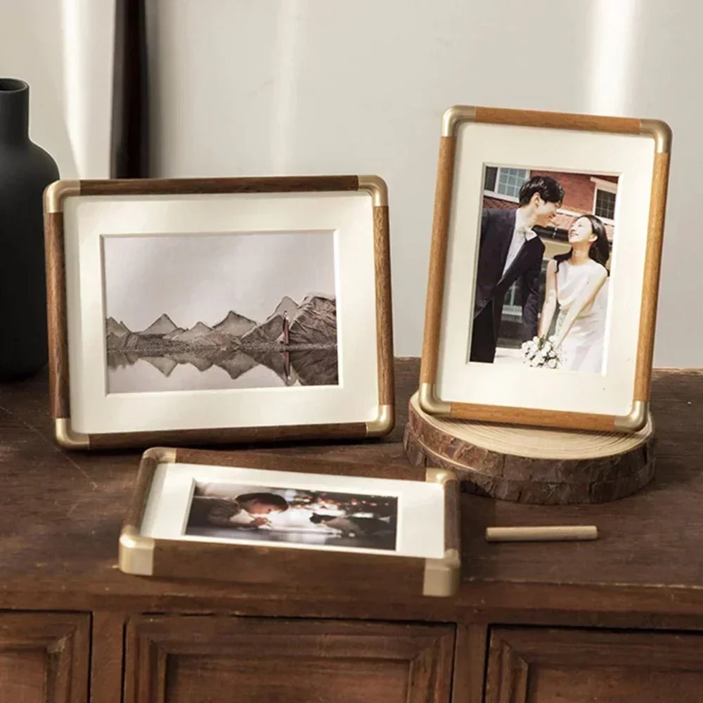 Brooks Tabletop Photo Frame | Vintage Wood & Brass Design