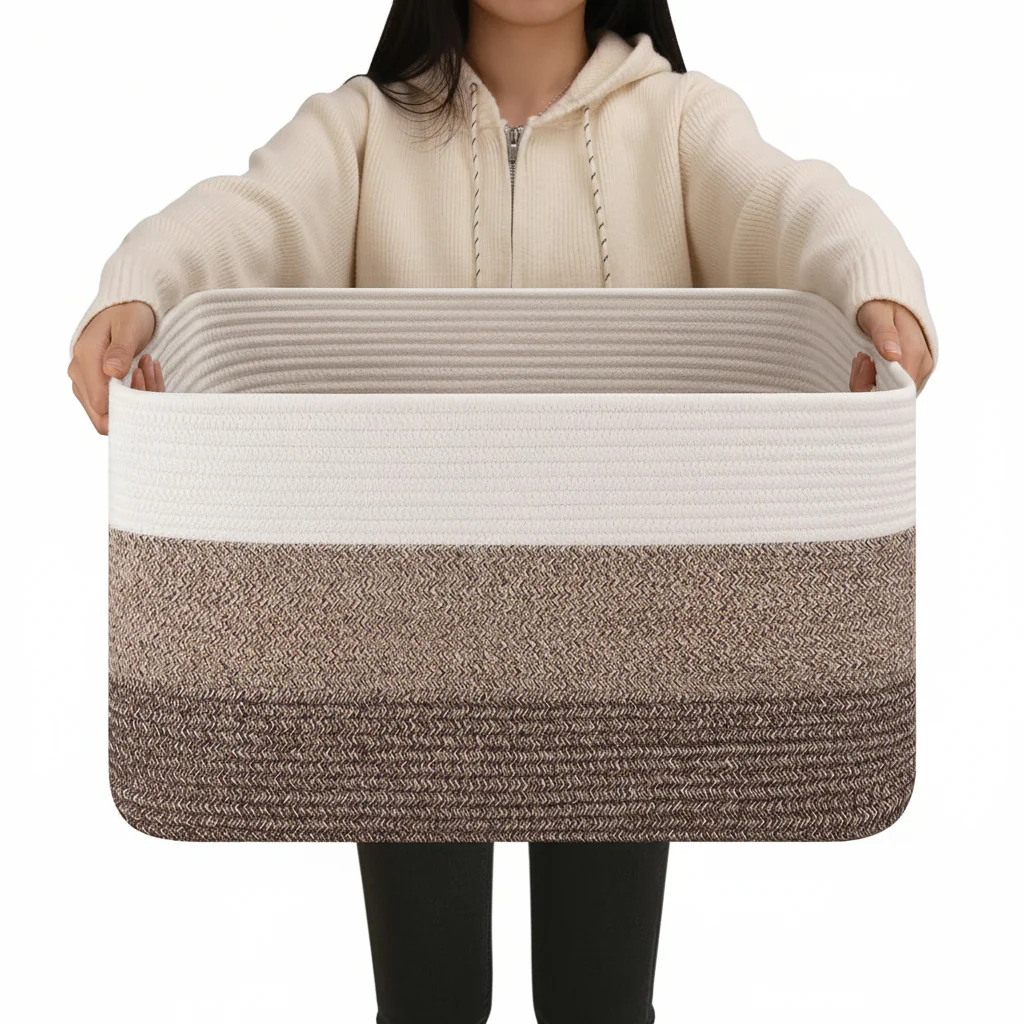 Laundry Basket Large Rope Rectangular Storage Handles