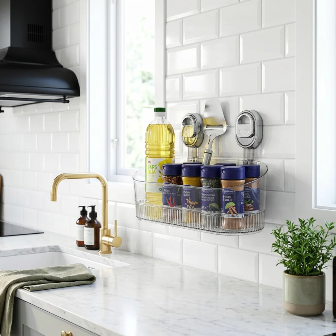 Wall Shelf Adhesive No Drill Kitchen Bathroom Storage Organizer