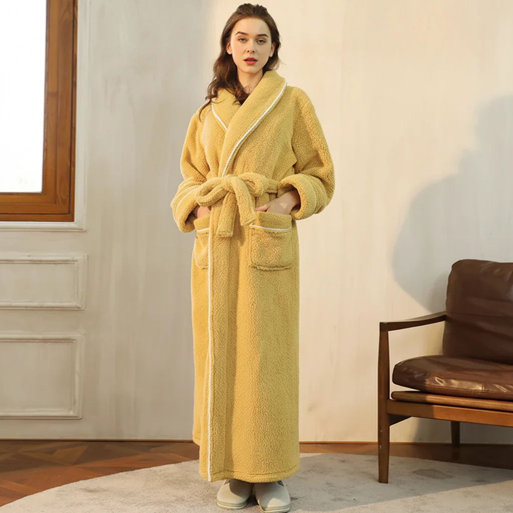 Bathrobe Winter Warm Long Sleeve Lounge Robe