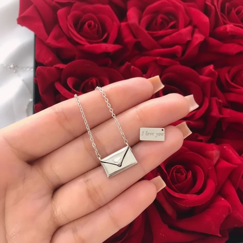Necklace Pendant Envelope Love Letter Copper Gift Jewelry